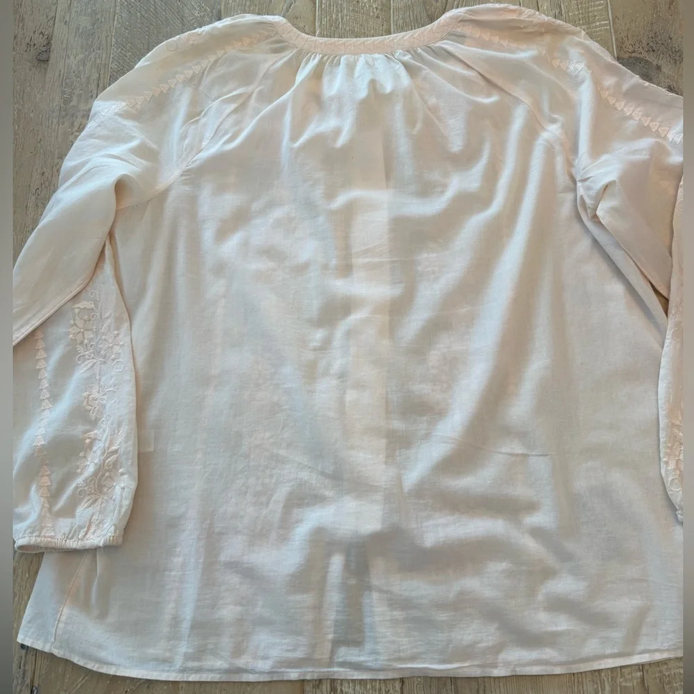 J Jill Lt Peach Women's Embroidered Blouse L - Picture 5 of 6
